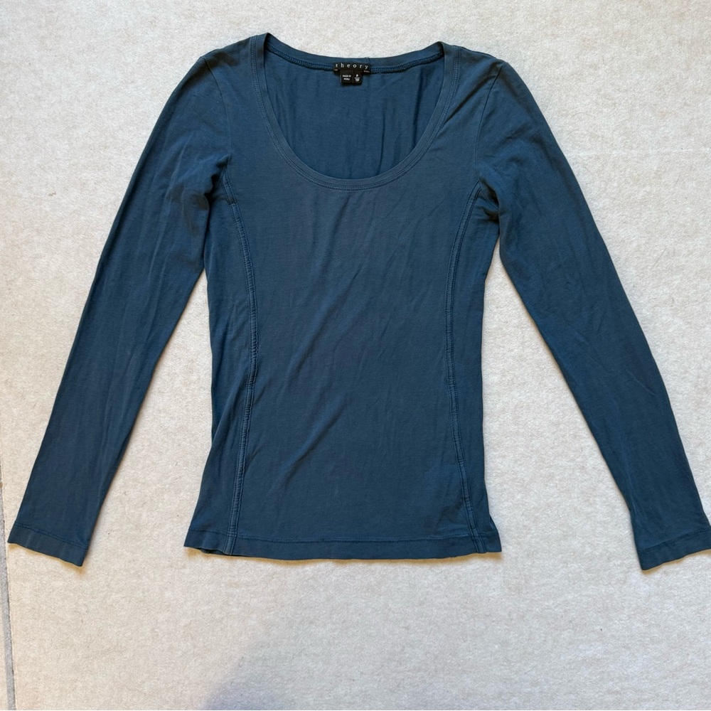 Theory Dark Slate Blue Fitted Long Sleeve - Picture 3 of 7